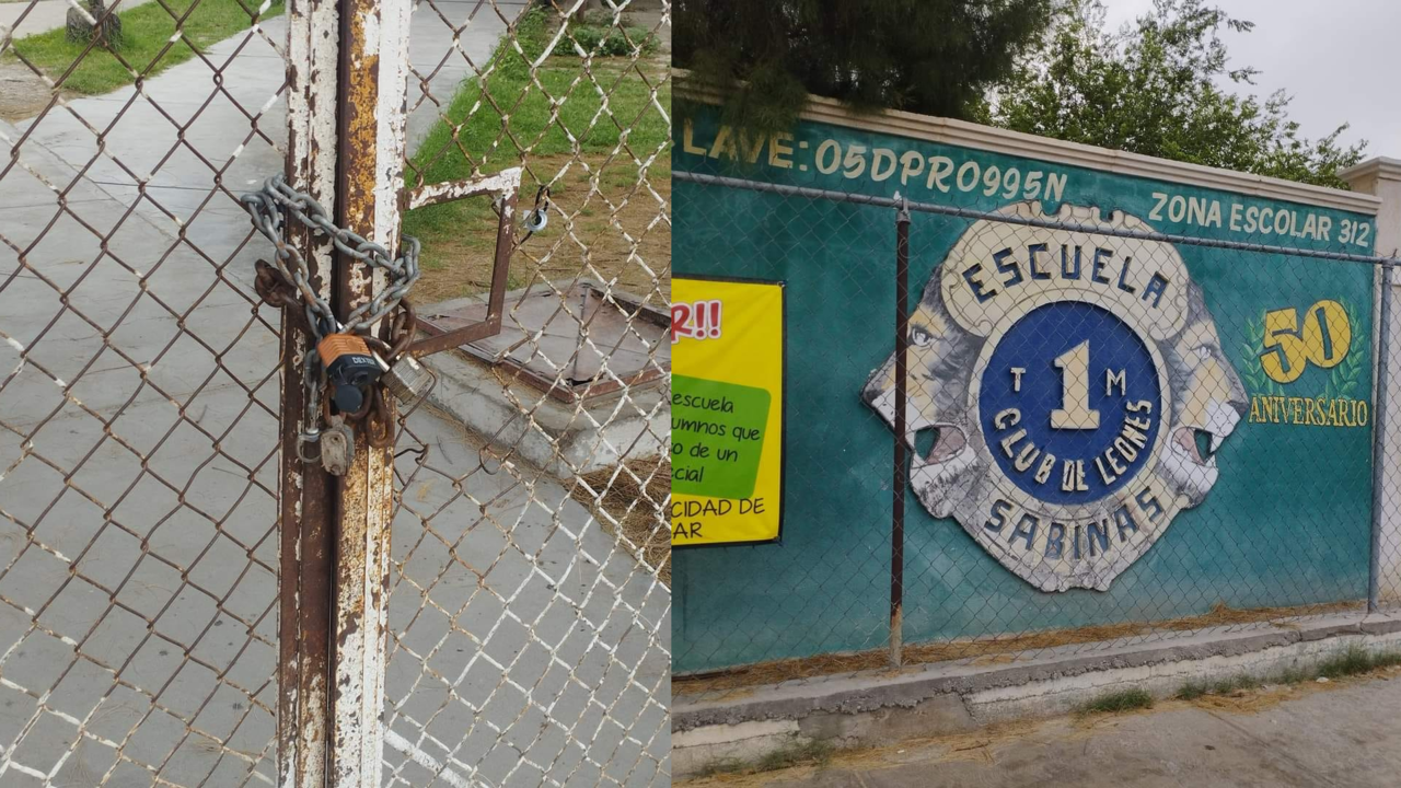 Escuela Club de Leones cerrada con candados por padres de familia / Foto: Redes Sociales
