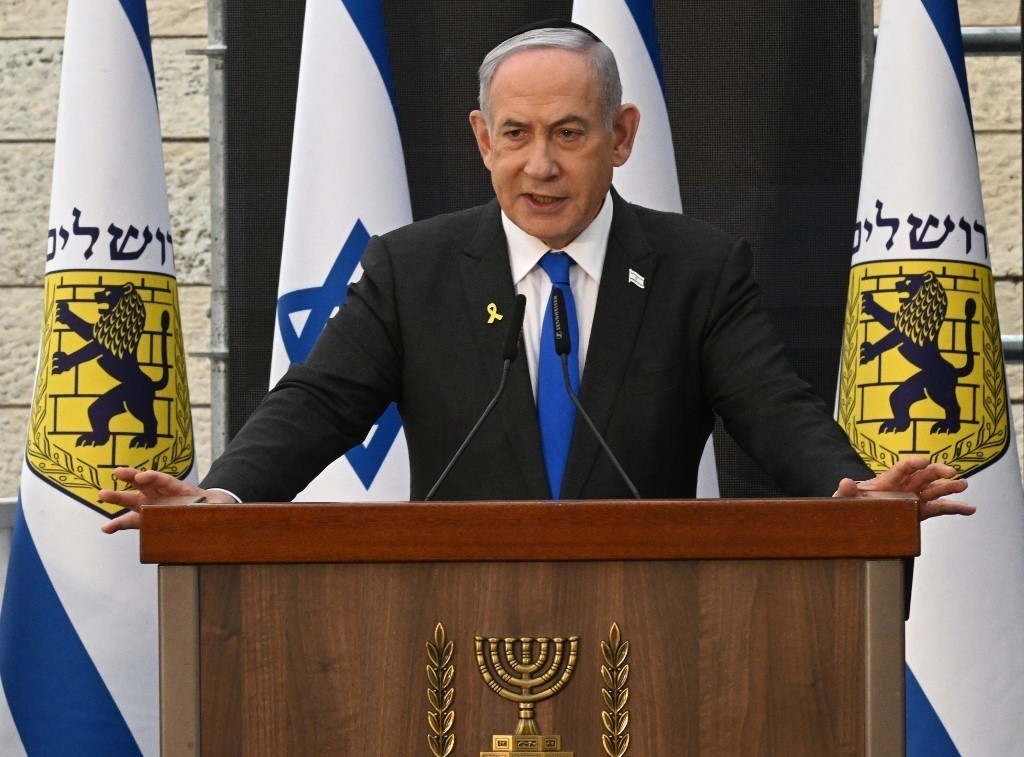 El Premier Benjamín Netanyahu en conferencia de prensa en Tel Aviv. Foto: La Razón.