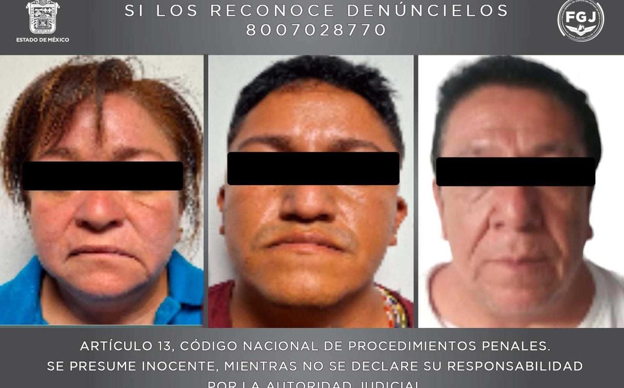 Tres detenidos por asesinato en Valle de Chalco. Foto: @FiscaliaEdomex