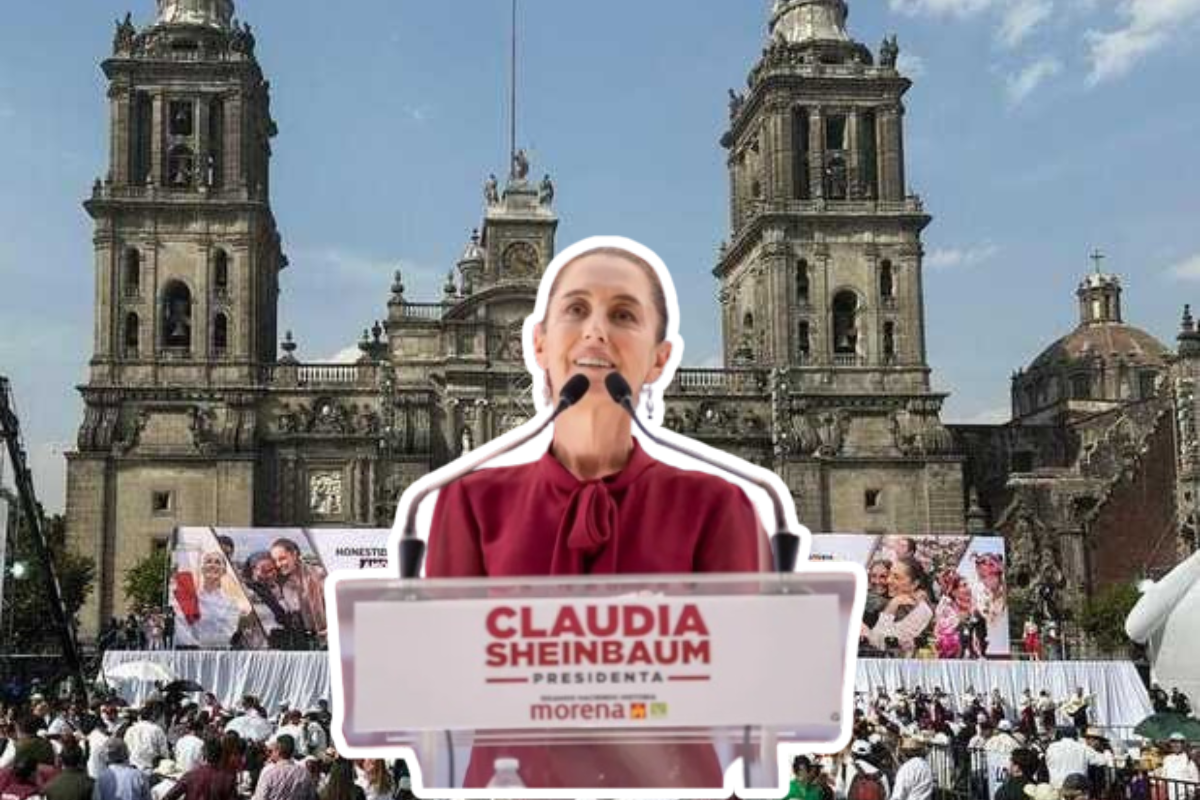 Claudia Sheinbaum frente a la Catedral Metropolitana de la CDMX. Foto: Especial
