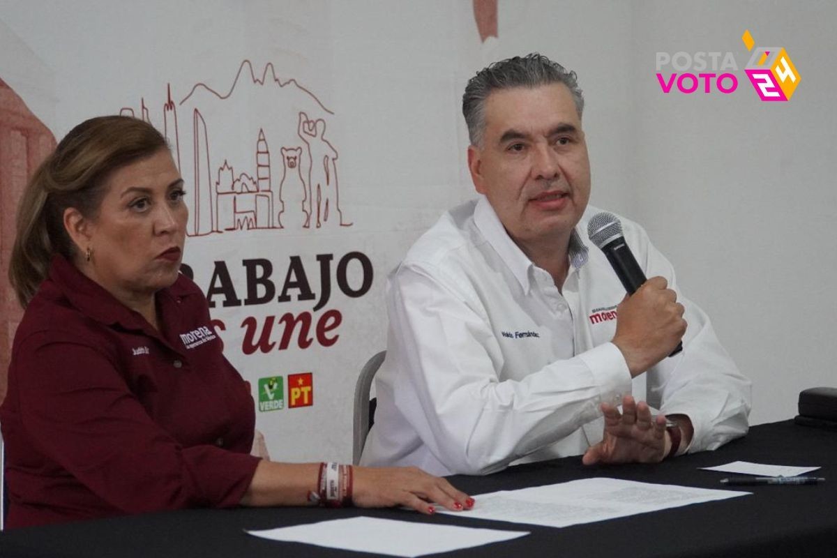 Los candidatos al Senado por la coalición Sigamos Haciendo Historia, Waldo Fernández y Judith Díaz. Foto: Armando Galicia