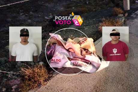 Detienen a dos personas por robo de propaganda electoral de Morena