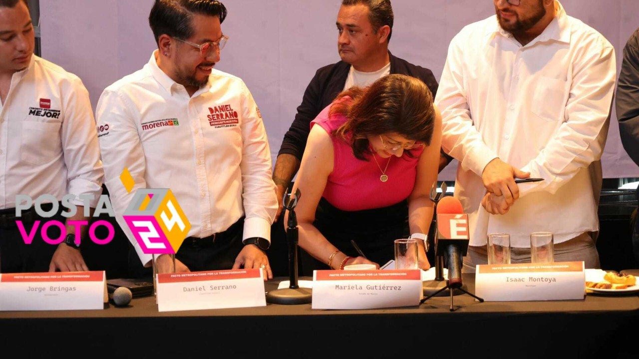 El pacto metropolitano por la Tranformación, además de firmarlo Mariela Gutiérrez, lo signaron seis candidatos más a distintas alcaldías. Foto: Campaña de Mariela Gutiérrez
