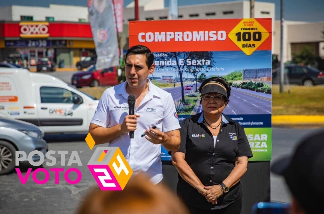 El candidato César Garza Arredondo explicando su plan de movilidad. Foto: Facebook César Garza Arredondo.