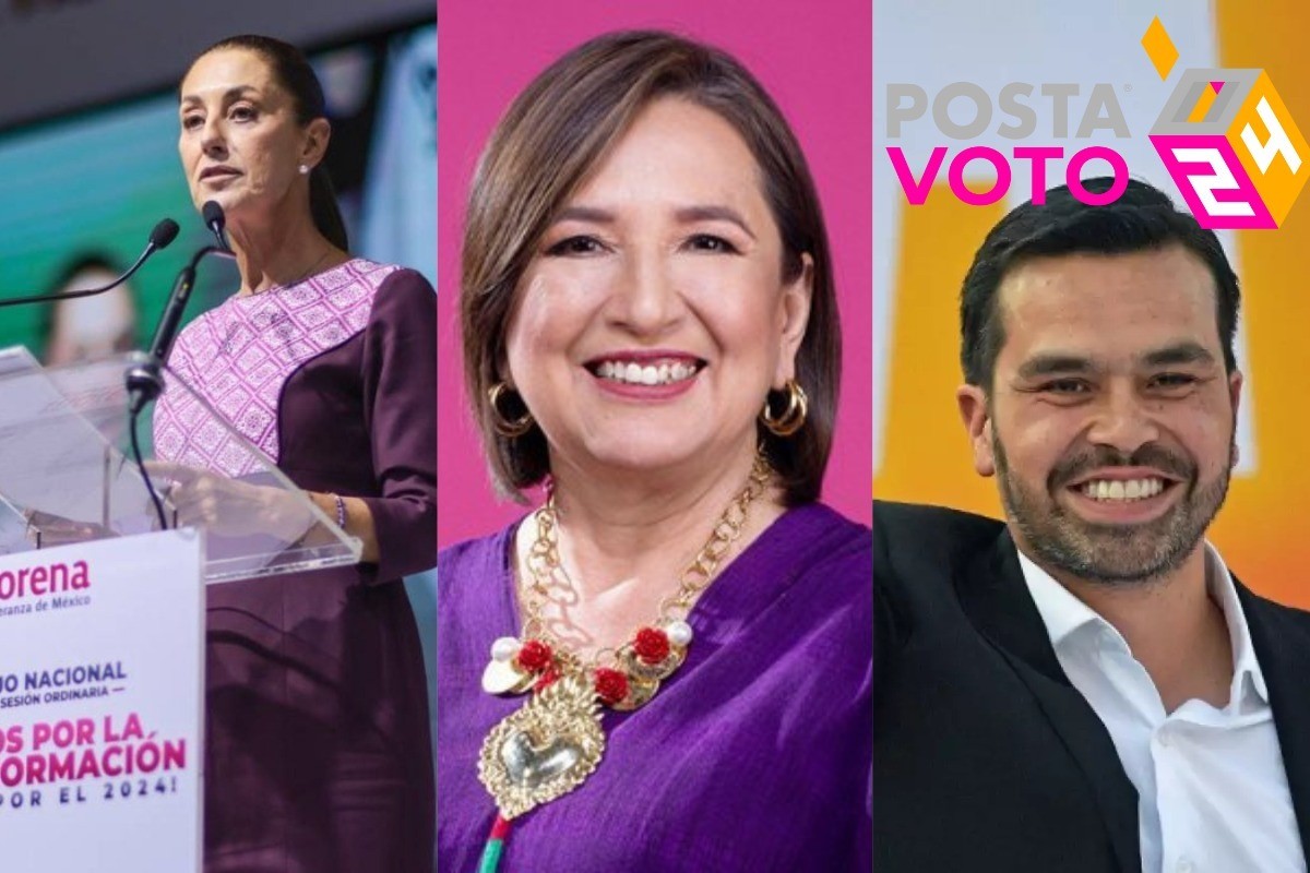 Las candidatas Claudia Sheinbaum, Xóchitl Gálvez y el candidato Jorge Máynez. Foto: Archivo/POSTA MX