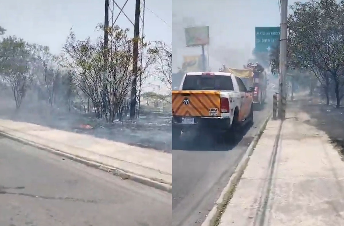 Un incendio a orillas del río La Silla en el sector Contry de Monterrey movilizo a Bomberos Nuevo León y Protección Civil de Monterrey. Foto: X @pc_mty