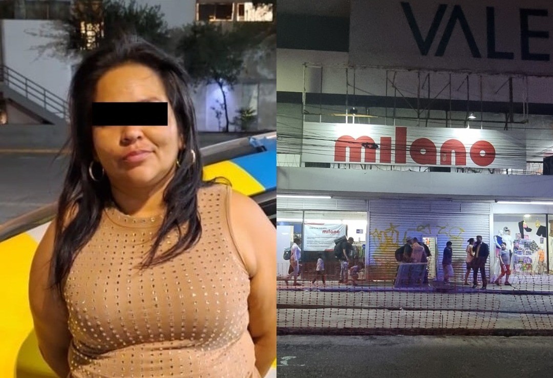 La mujer identificada como Ana 'N' presunta 'fardera' de la tienda departamental Milano en Monterrey. Foto: Policía de Monterrey.