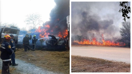 Incendio en corralón de Kanasín consume 46 vehículos en la vía Mérida-Chetumal
