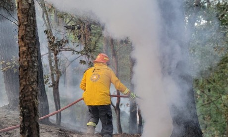 Extinguen 40% incendio forestal en Santiago, Nuevo León