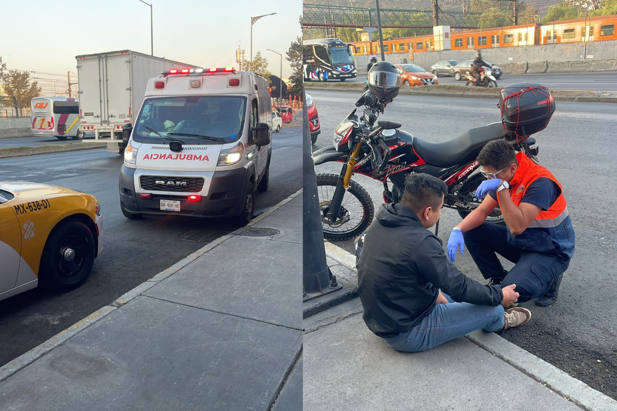 Del lado izquierda ambulancia, del lado izquierda motociclista herido. Foto: Ramón Ramírez
