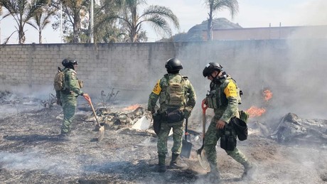 Militares le entran al combate al fuego, apagan incendio en Chalco (VIDEO)