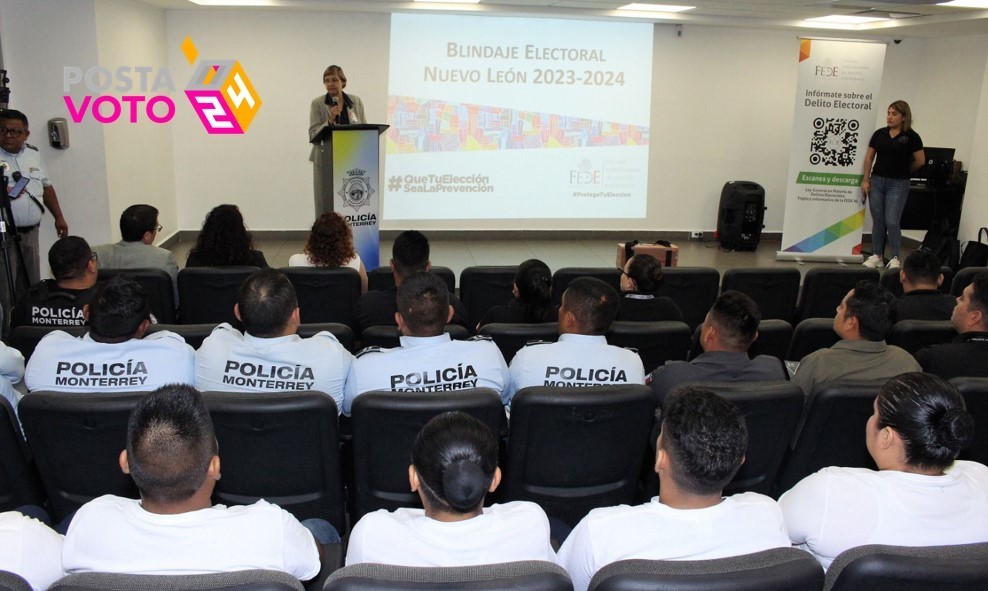 Capacitan a policías de Monterrey contra delitos electorales. Foto. Municipio de Monterrey