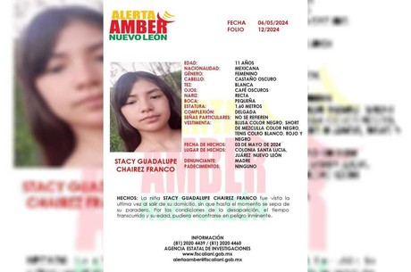 >Activan Alerta Amber para localizar a menor de edad en Juárez