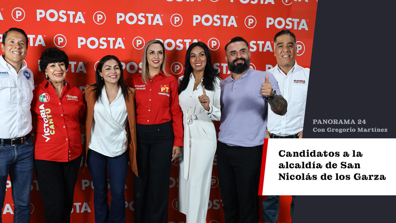 Los siete candidatos a la alcaldía de San Nicolás de los Garza para la mesa de análisis Panorama 24 de Grupo POSTA. Foto: POSTA.