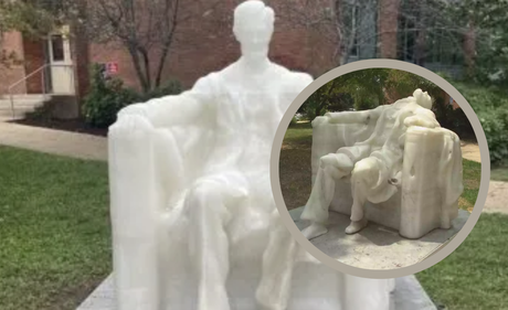 Escultura de Abraham Lincoln se derrite por altas temperaturas en Washington