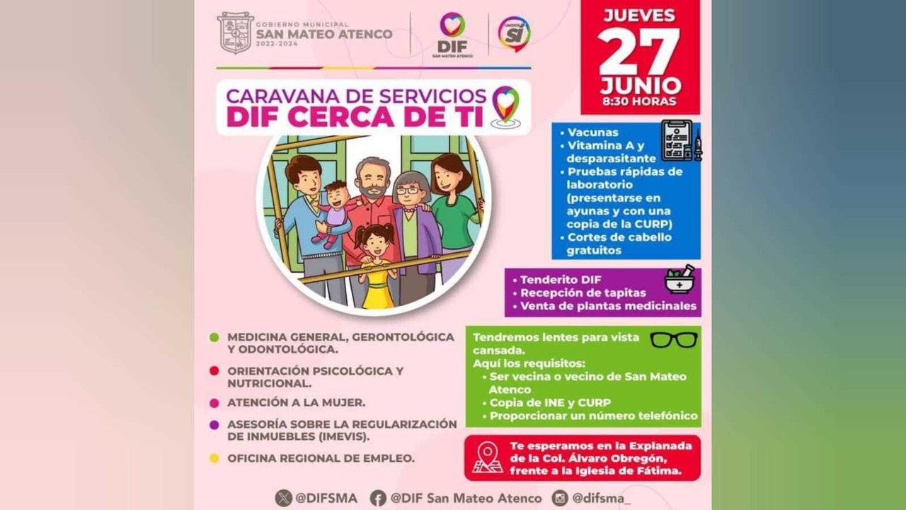 Caravana DIF Cerca De Ti llega con servicios esenciales. Foto: Gobierno Municipal de San Mateo Atenco