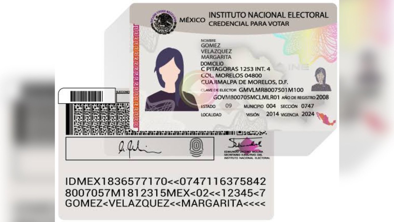 Imagen ilustrativa de una credencial de elector INE. Foto: Central Electoral.