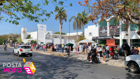 Largas filas y retrasos en casillas de votación en Mérida