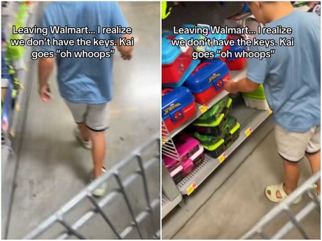 ¿Y las llaves? Hijo le juega broma a mamá en supermercado (VIDEO)