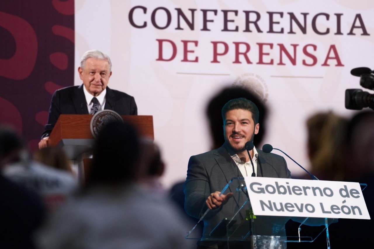 El presidente Andrés Manuel López Obrador en conferencia de prensa hablando sobre el caso de Samuel García. Foto: Canva.
