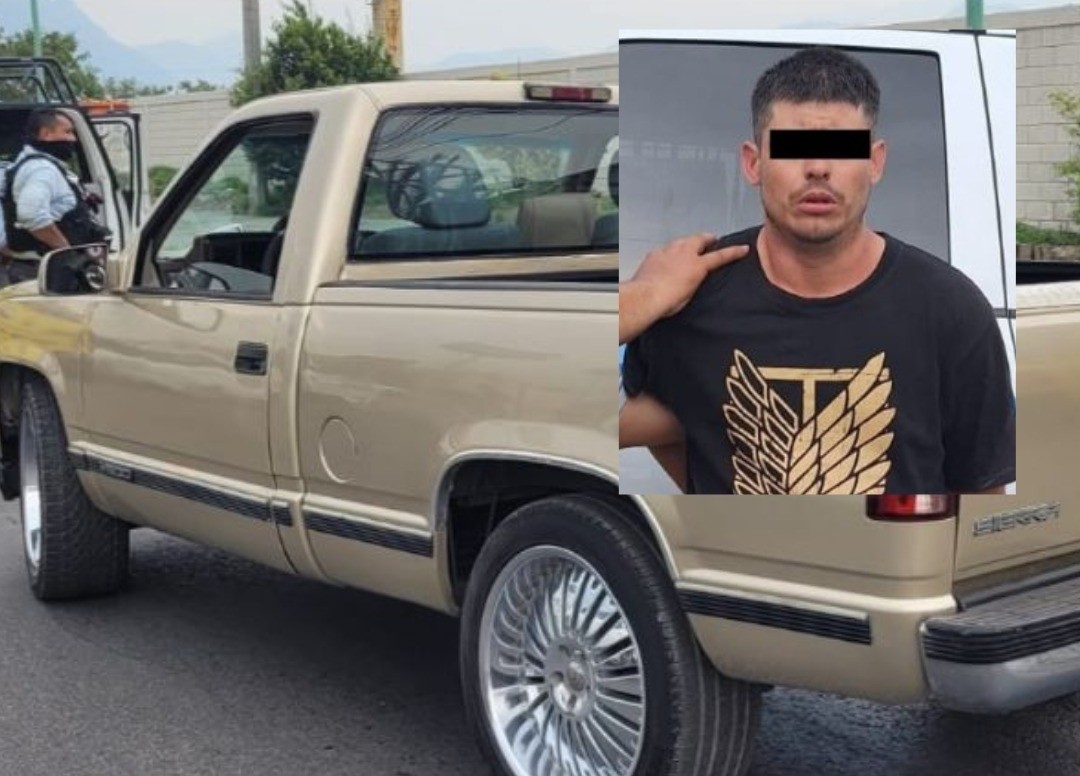 Cristian Ariel 'M' de 37 años tras haber sido detenido por manejar la camioneta robada. Foto: Policía de Monterrey.