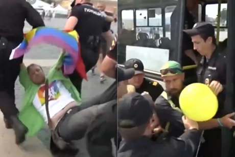 #VIDEO, Policías rusos reprimen a personas de comunidad LGTBIQ+ en mes del PRIDE