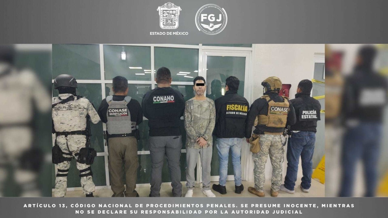 Eduardo 'N' fue detenido en Tamaulipas y trasladado al Estado de México. Foto: SSEM