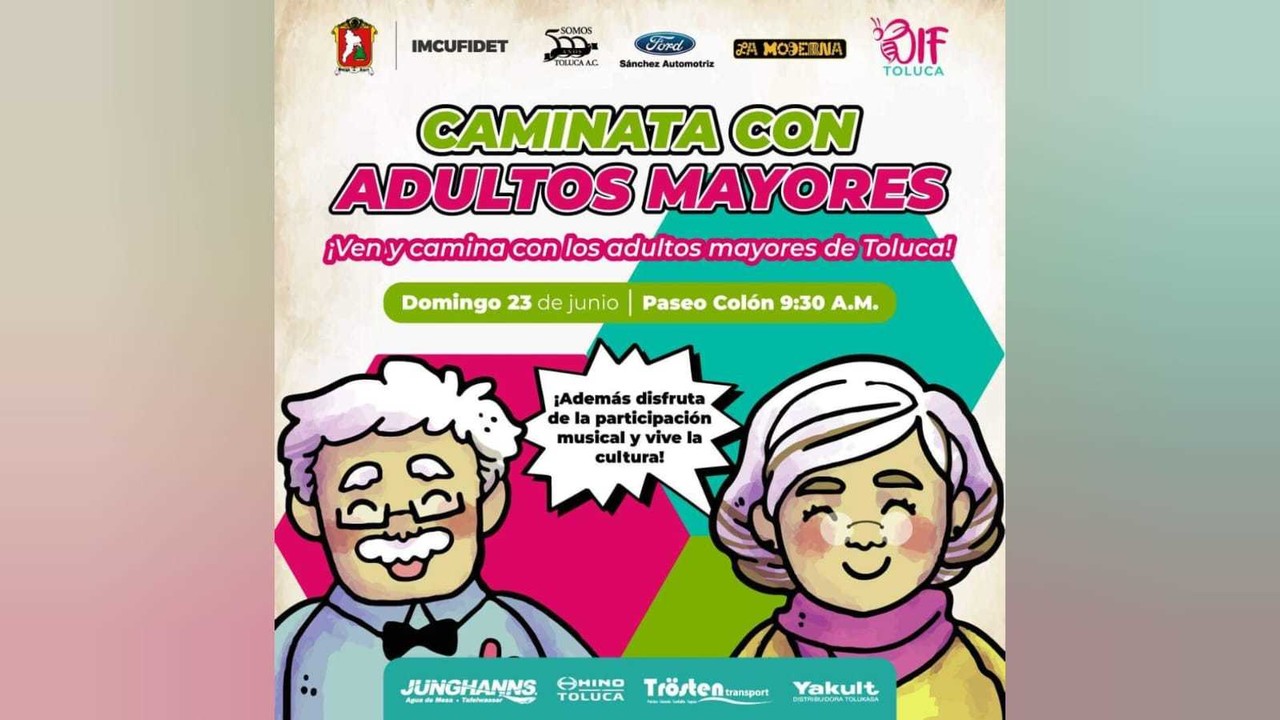 Invitan al evento 'Caminata con Adultos Mayores' en Toluca. Foto: DIF Toluca