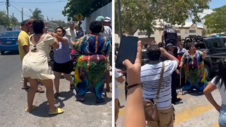 Mujeres se agarran a golpes afuera de una casilla en Progreso