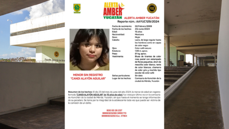 Activan Alerta Amber por desaparición de una joven de 15 años en Komchen