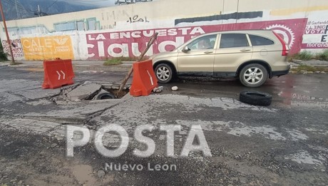 Estragos de tormenta 'Alberto': se abre socavón en avenida de Santa Catarina