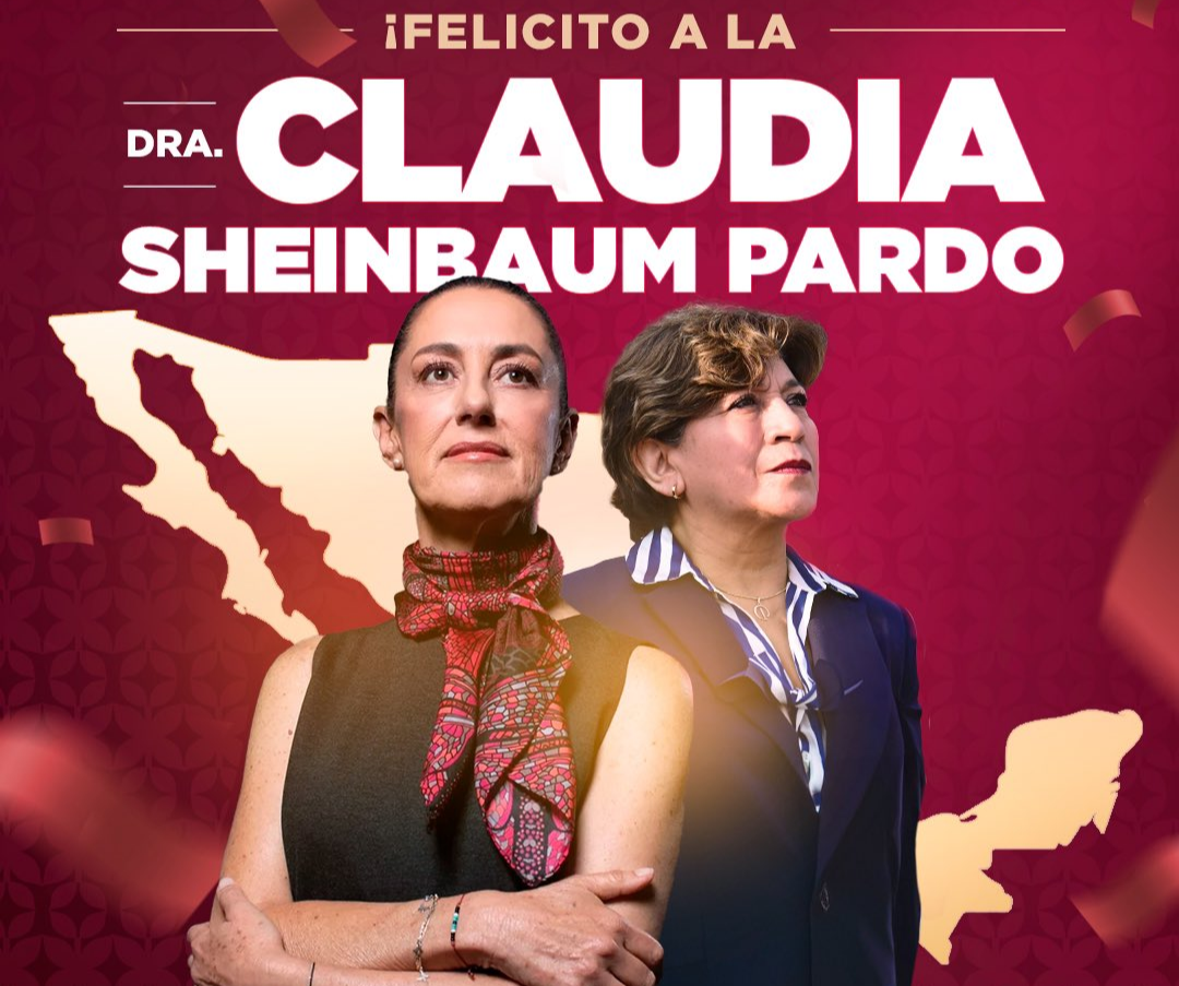 Claudia Sheinbaum candidata a la presidencia de México resultó favorecida en el conteo rápido. Imagen: @DelfinaGomez