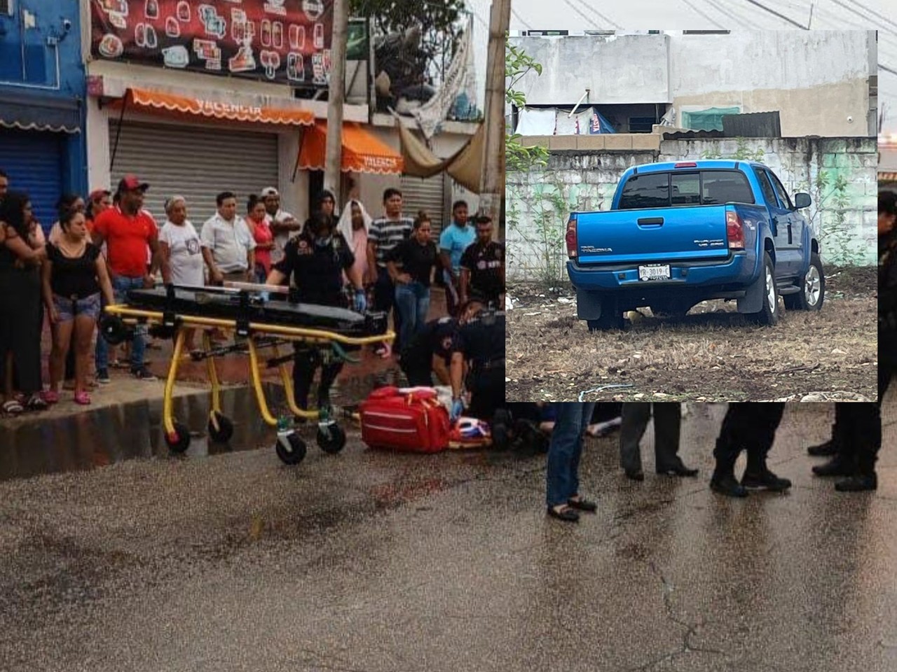 Una camioneta azul que estuvo involucrada en un mortal accidente fue encontrada esta mañana abandonada en un área verde del fraccionamiento Vergel.- Foto de redes sociales