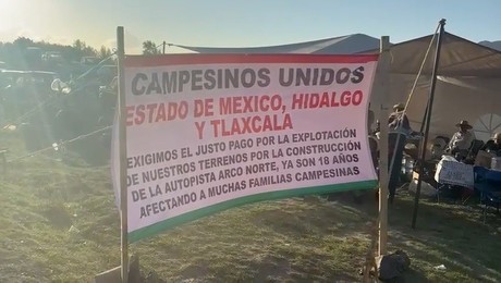 Más de 30 horas bloquean el Arco Norte campesinos de Edomex e Hidalgo (VIDEO)