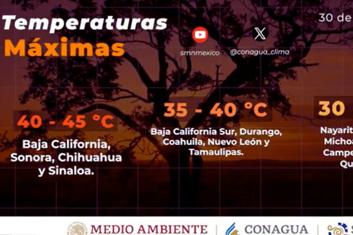 Temperatura máxima en Baja California Sur. Foto: X / CONAGUA Clima