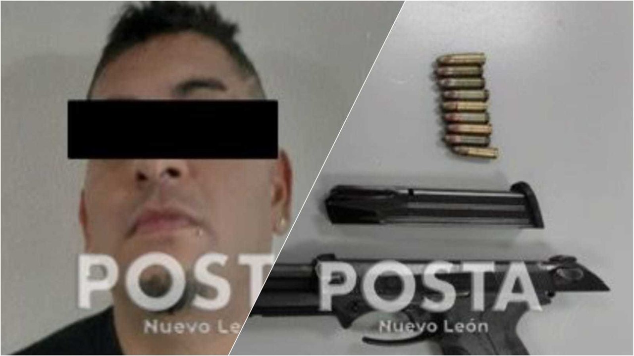 Policías detuvieron a un presunto delincuente que llevaba un arma de fuego. Foto, Raymundo Elizalde