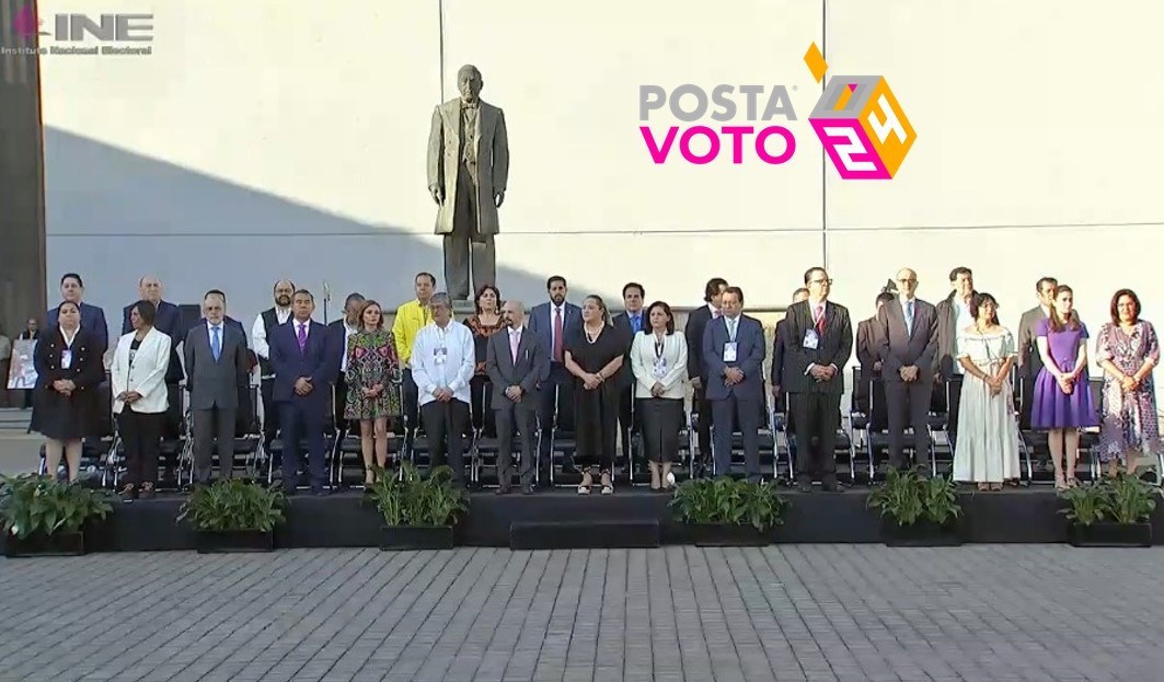 El INE arrancó la jornada electoral 2024 con una ceremonia cívica. Foto. Captura de Imagen. INE