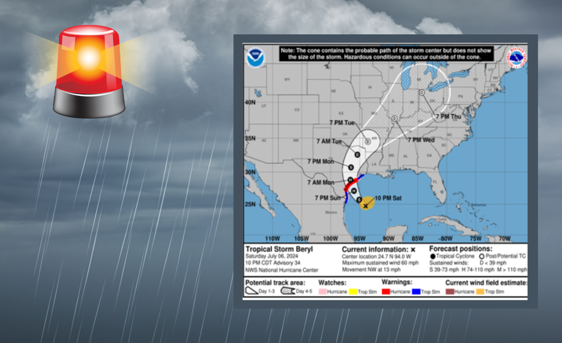 Trayectoria tormenta tropical Beryl. Foto: Especial