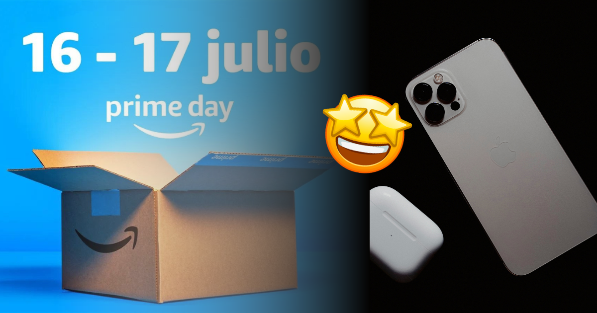 Flyer Prime Day 2024 e imagen de un Smartphone nuevo / Foto: Amazon México y Canva