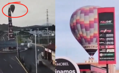 Globo aerostático aterriza de emergencia en Tecámac, Estado de México (VIDEO)