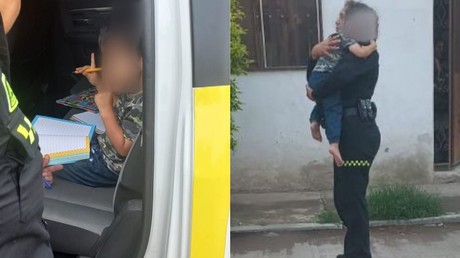 Policías resguardan a niño, no quería irse con su mamá
