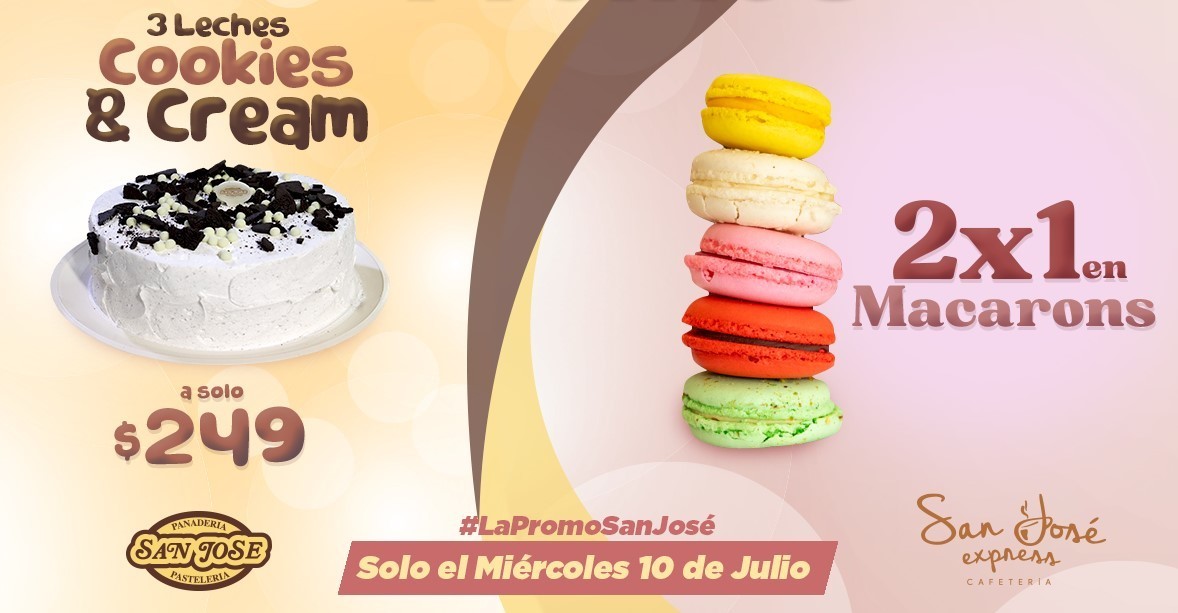 Pastelerías San José tiene 2 promos este miércoles 10 de julio. Foto. Facebook Pastelerías San José