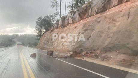 Reportan cierre parcial de la Durango-Mazatlán por derrumbes