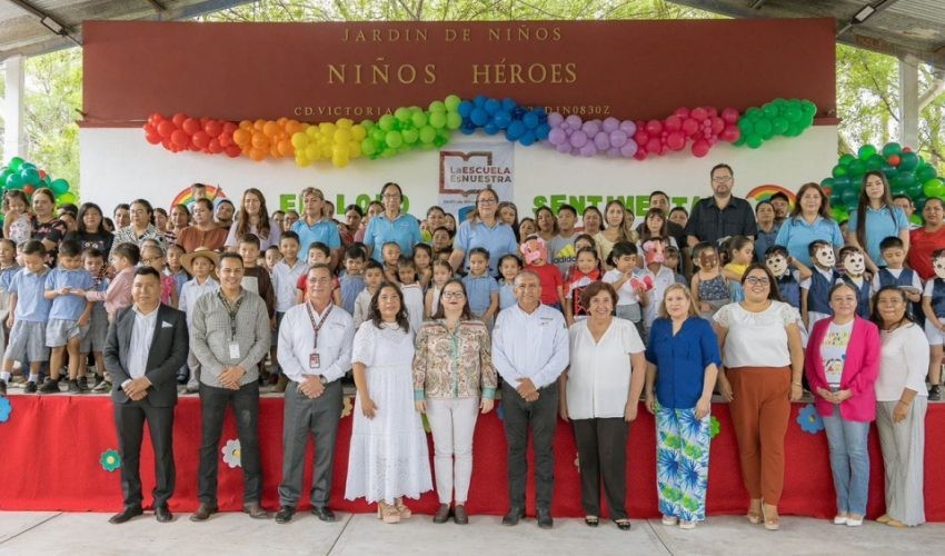 Jardìn de niños  'Niños Hèroes' beneficiado con la remodelaciòn de varias àreas de la instituciòn. Foto: SET