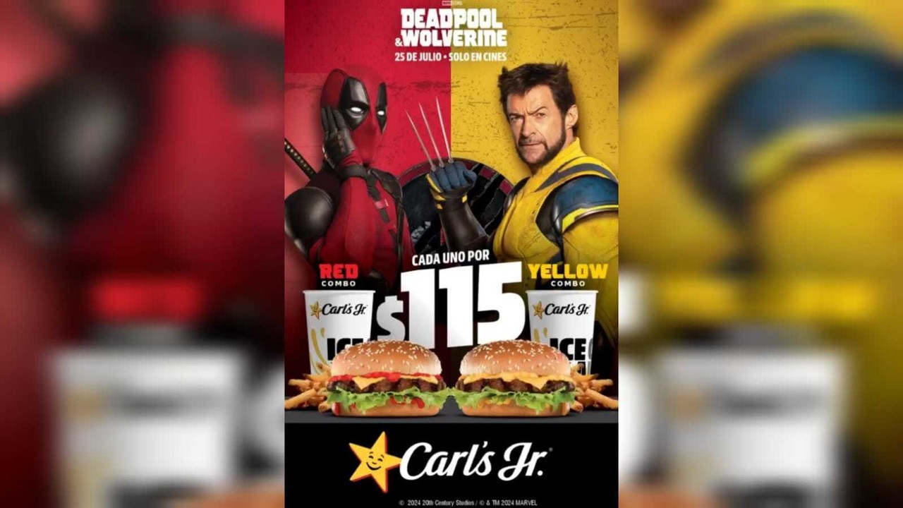 Los nuevos Red Combo y Yellow Combo de Carl's Jr. están inspirados en la nueva película Dead Pool y Wolverine de Marvel. Foto: Facebook Carl's Jr. México