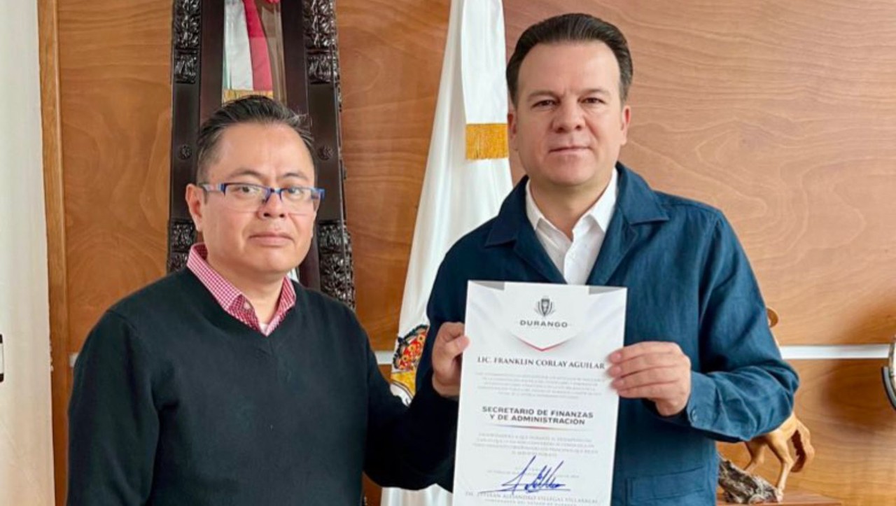 Esteban Villegas junto al nuevo Secretario de Finanzas y Administración en Durango. Foto: X @EVillegasV.