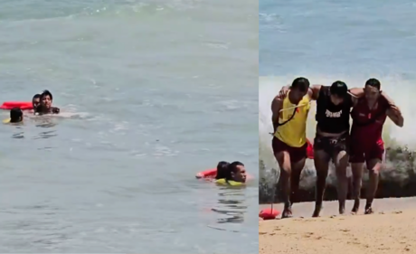 Heroicos salvavidas rescatan a dos personas de morir ahogadas en Acapulco(VIDEO)