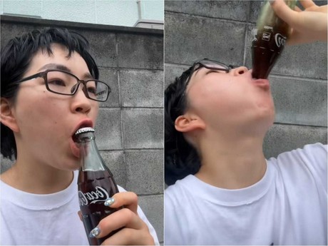¡Si no es Soju! Joven intenta tomar coca de forma japonesa (VIDEO)