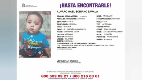¿Dónde está? Buscan a bebé de diez meses en Ecatepec