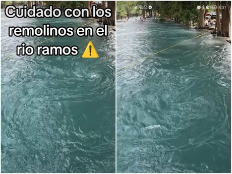 Graban remolinos en el río Ramos, ¿qué hacer si quedas atrapado en uno? (VIDEO)